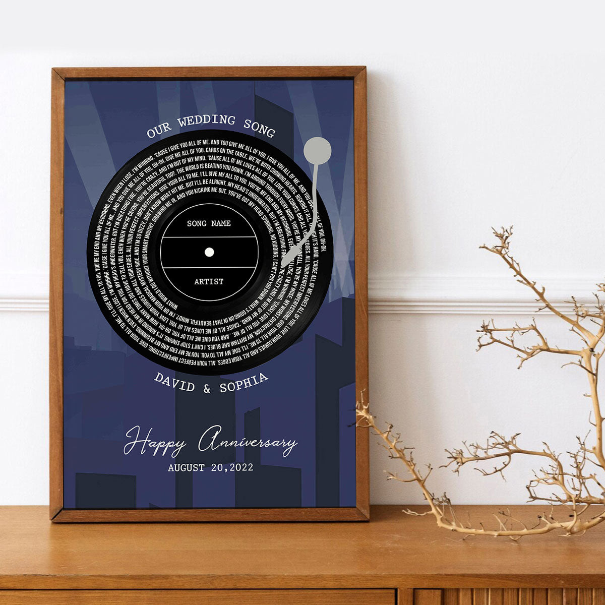 Unique Vinyl Song Lyrics Gold Art Deco Couple Wedding Poster, Perfect  Gift, Anniversary Gift, Wedding Gift For Couple For Him For Her