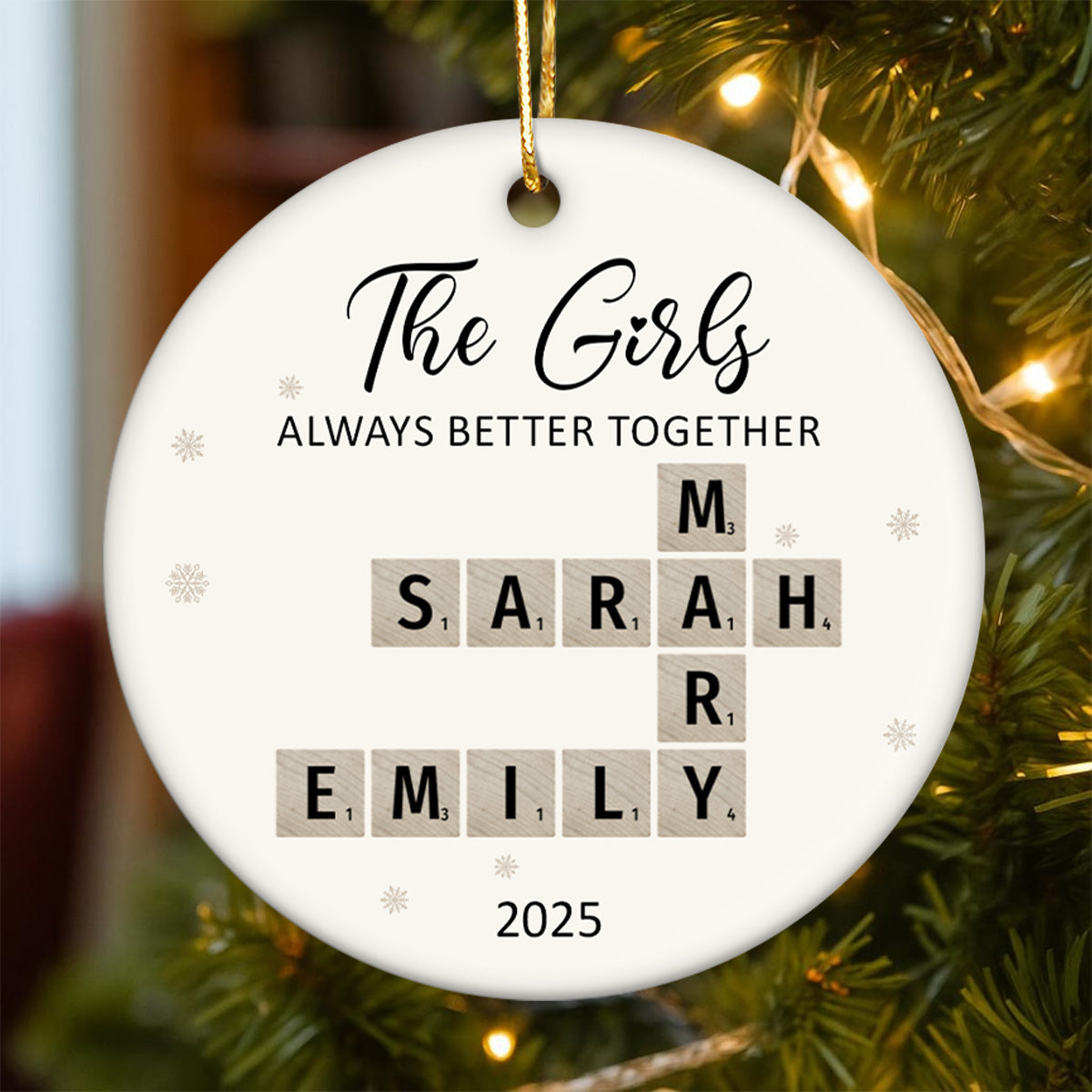 The Girls Always Better Together Crossword Puzzle Art - Personalized Ceramic Ornament - Christmas Gift For Besties