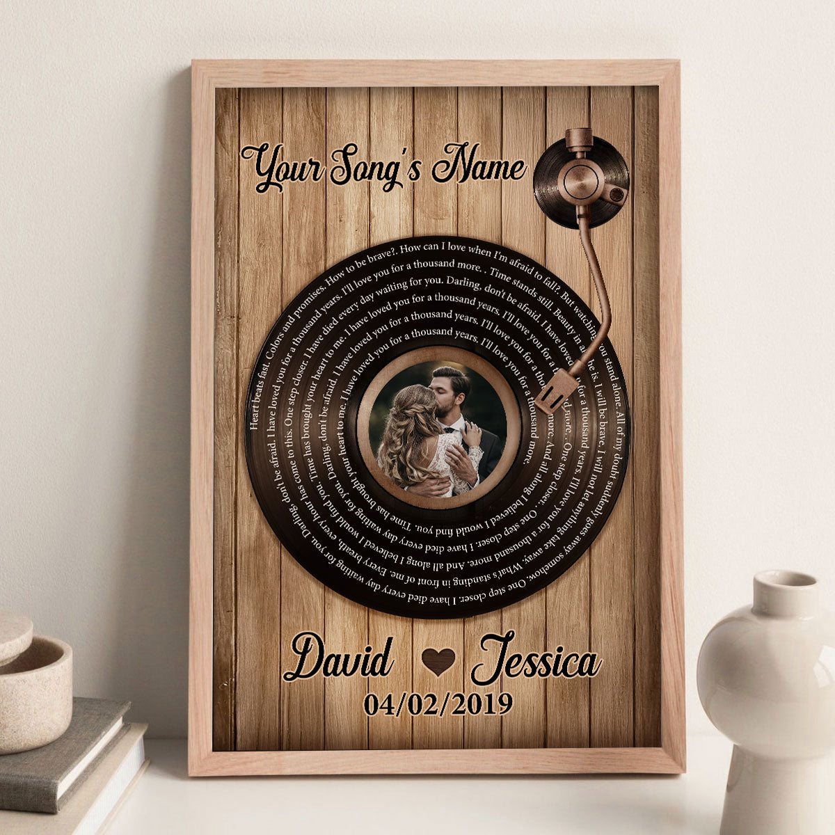 Upload Photo Vinyl Record Custom Song Lyrics Personalized Poster, Anniversary Wedding  Gift For Her, For Him, For The Couple
