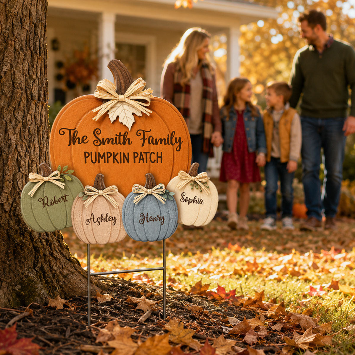 Cozy Rustic Fall Vibe Family Pumpkin Patch - Personalized Yard Sign - Fall Decor For Family