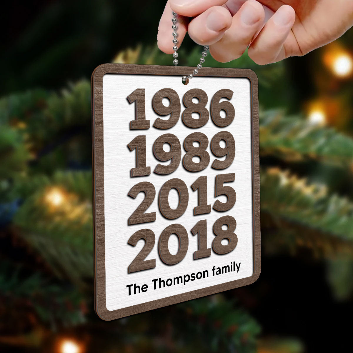 Custom Years Family Decor Gift Personalized 2-Layer Wooden Ornament