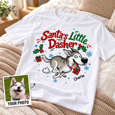 Merry Zoomies Quirky Dog Portrait From Your Custom Pet Photo - Personalized Shirt - Funny Christmas Gift For Dog Lover