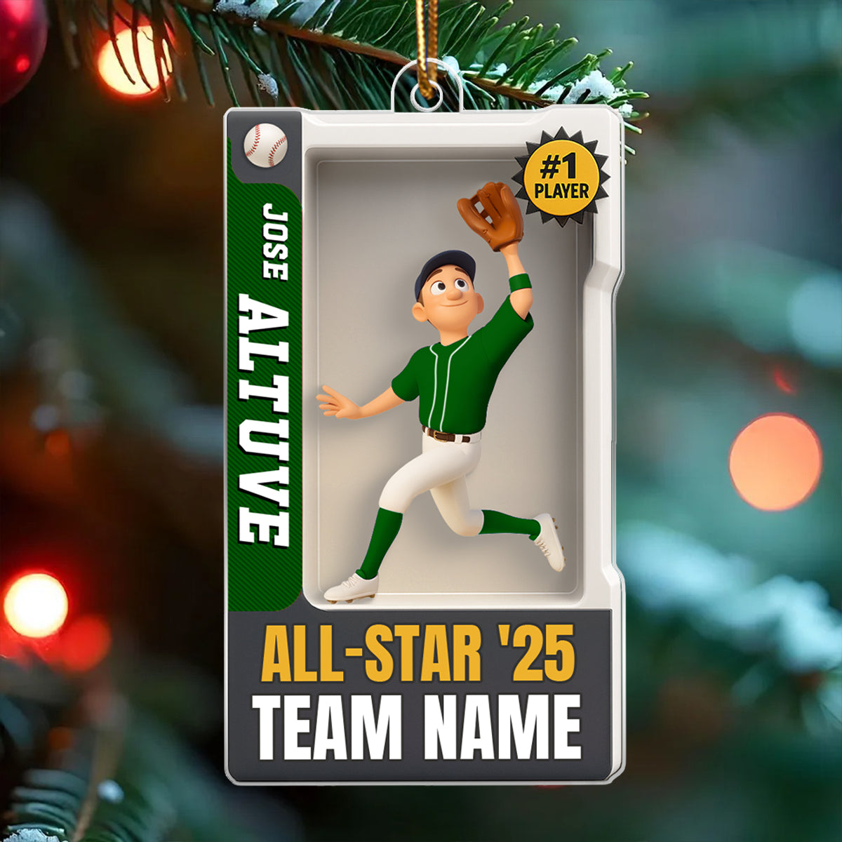 Baseball Player 3D Effect Action Figure - Personalized Acrylic Ornament - Christmas Gift for Son, Grandson