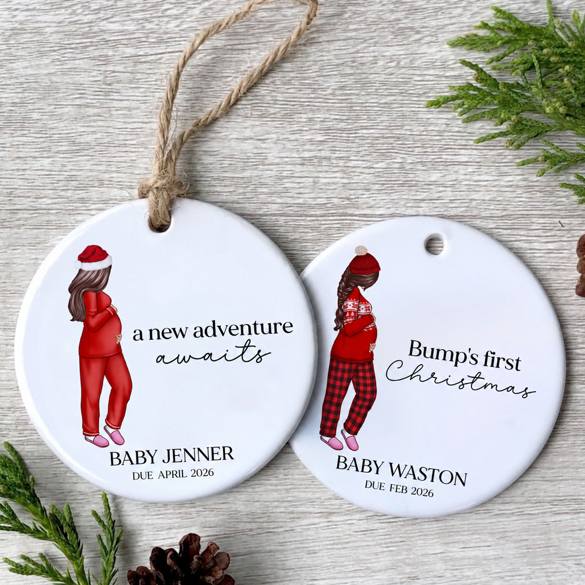 Pregnant Mom Baby Bump's First 2026 Ornament, - Personalized Ornament