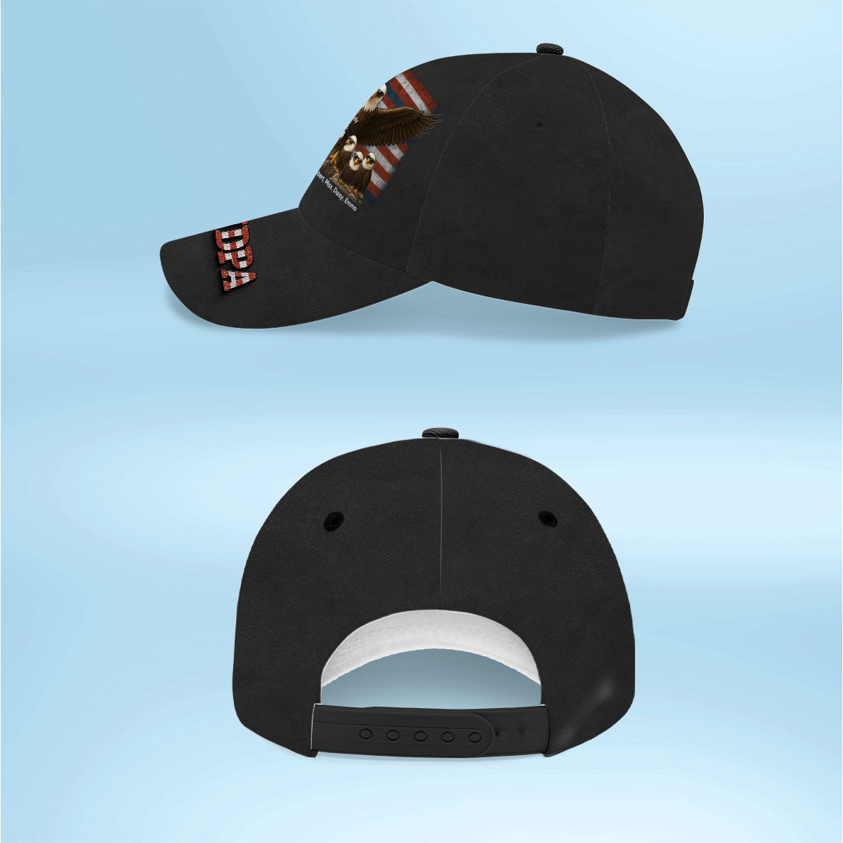 Eagle Dad Grandpa 3D Effect Personalized Classic Cap, Perfect 2025 Father's Day Gift For Dad, Gift for Husband, Gift For Grandpa