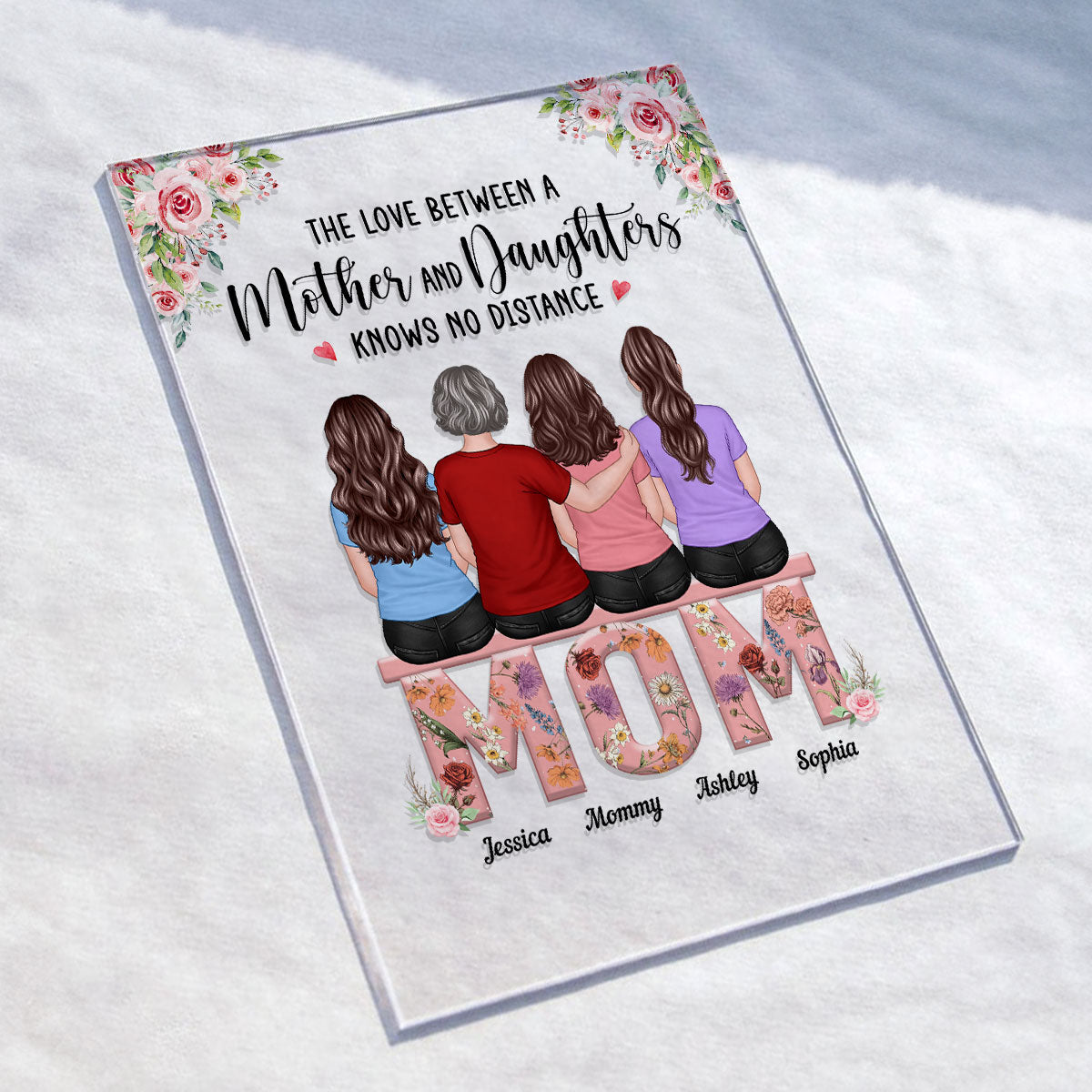 Mother Daughter Best Friends, Birth Month Flower Personalized Acrylic Plaque, Gift For Mom