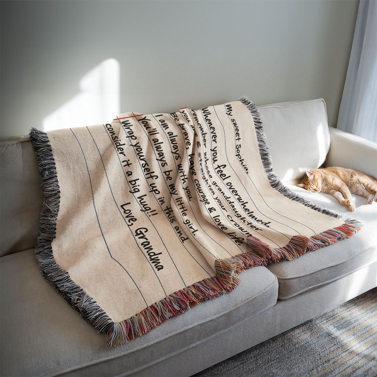 A Big Hug To My Daughter Letter Theme Personalized Tapestry Woven Blanket