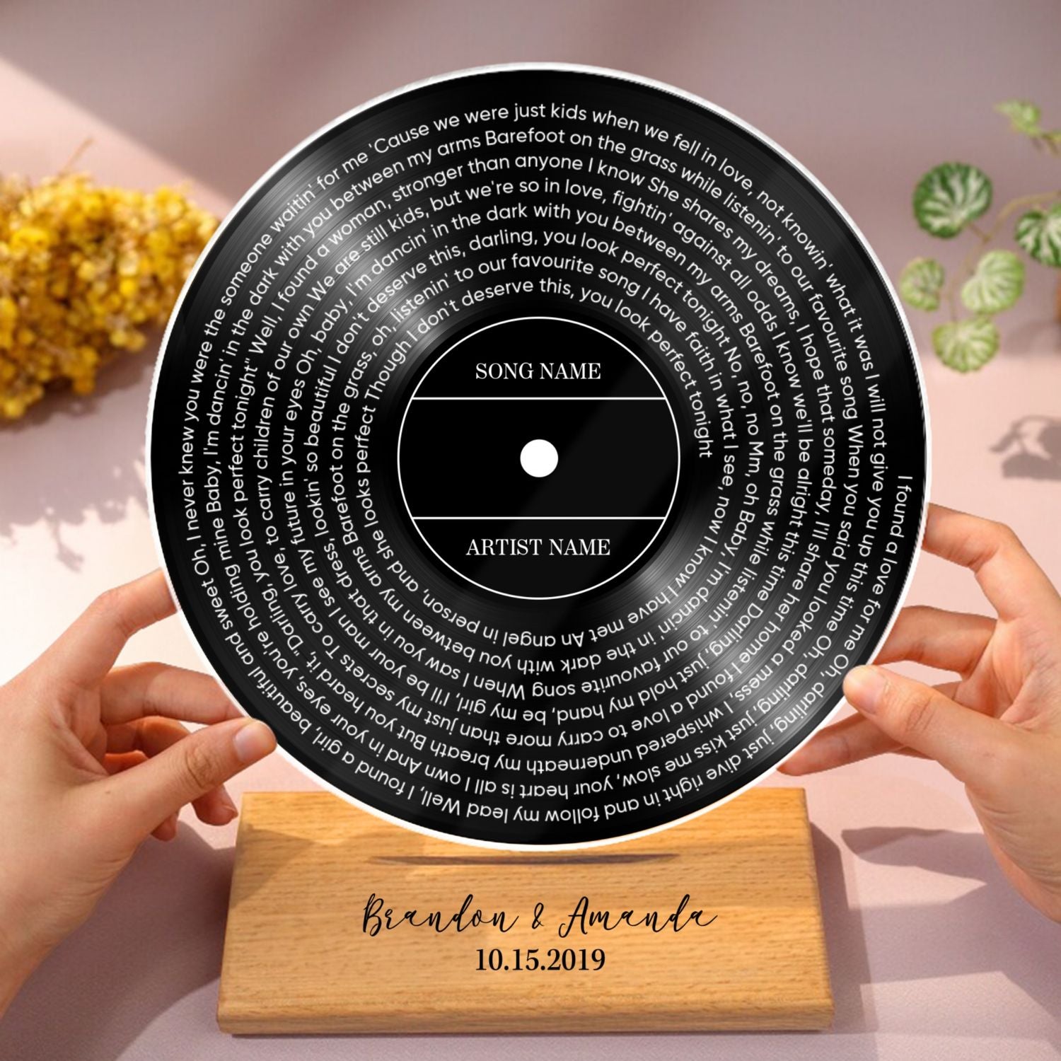 Our First Dance Vinyl Record Wedding Song Lyrics Acrylic Plaque, Perfect Anniversary Keepsake Gift For Couples For Her For Him