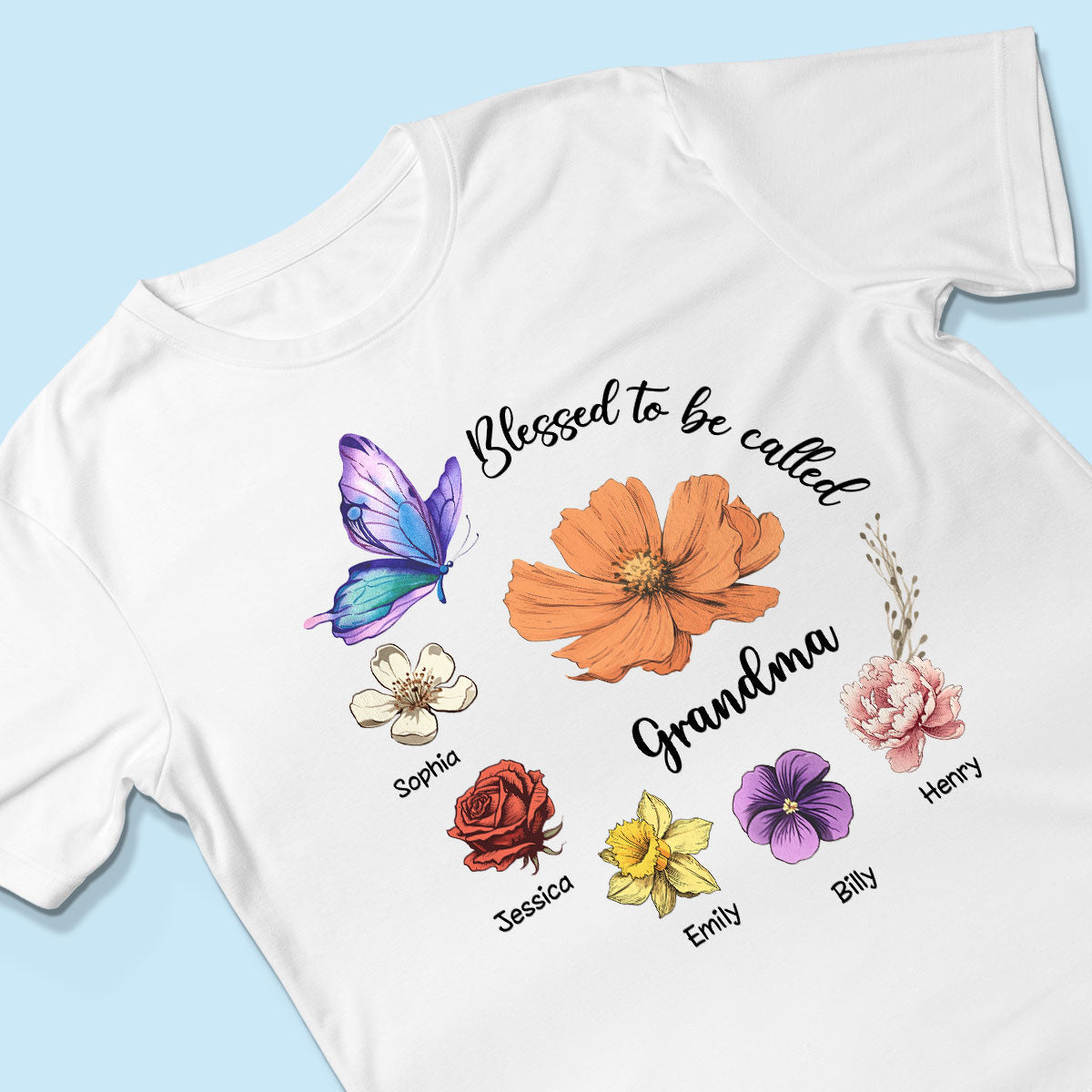 Blessed To Be Called Mom Grandma Circle Birth Month Flowers Personalized Shirt, Gift for Moms, for Grandmas