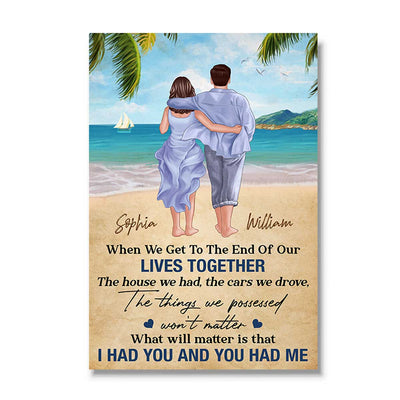 I Had You & You Had Me Back View Couple Walking On The Beach Personalized Vertical Poster