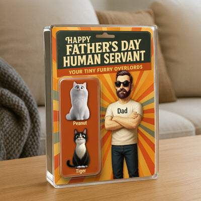 Happy  Human Servant Cat Dad Custom Action Figure Personalized Acrylic Block Plaque