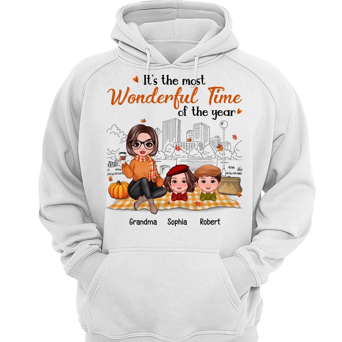 Fall Season Doll Grandma & Grandkids Picnic Personalized Shirt
