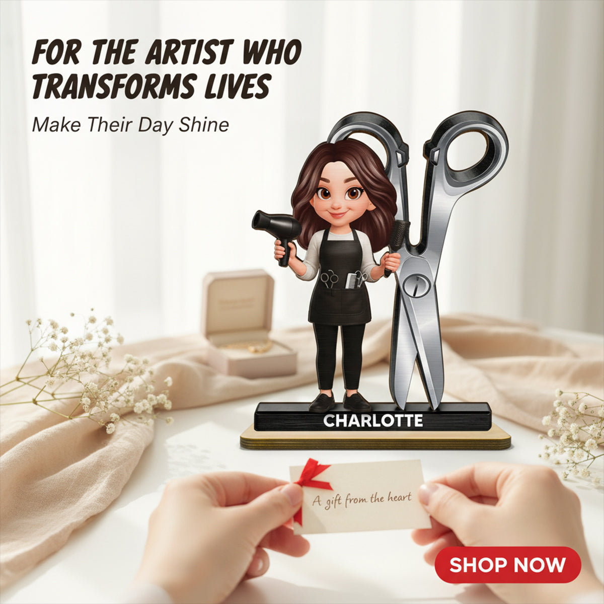 Hairdresser Man Woman - Personalized 2-Layered Wooden Plaque - Gift For Hairdressers