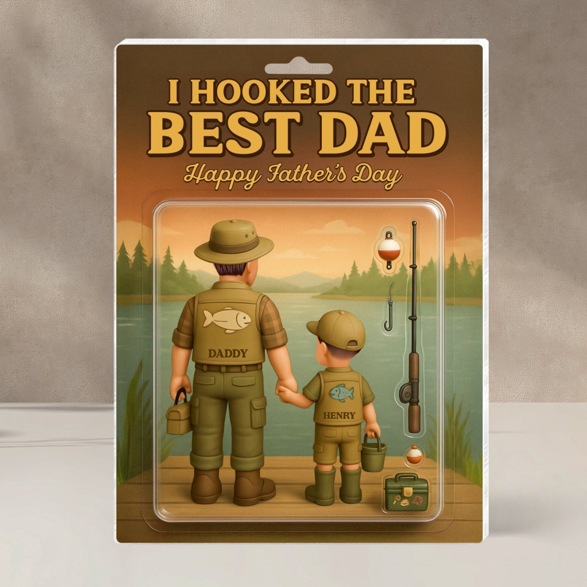 I Hooked the Best Dad Fishing Custom Figure Personalized Acrylic Block Plaque, Father's Day Gift for Dad, Gift for Husband