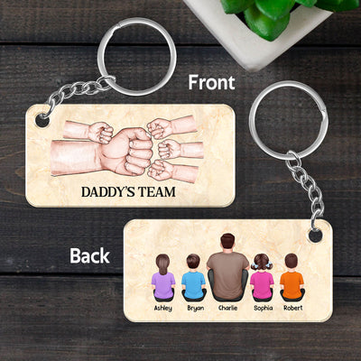 Dad Grandpa Man Kids Fist Bump Personalized Acrylic Keychain