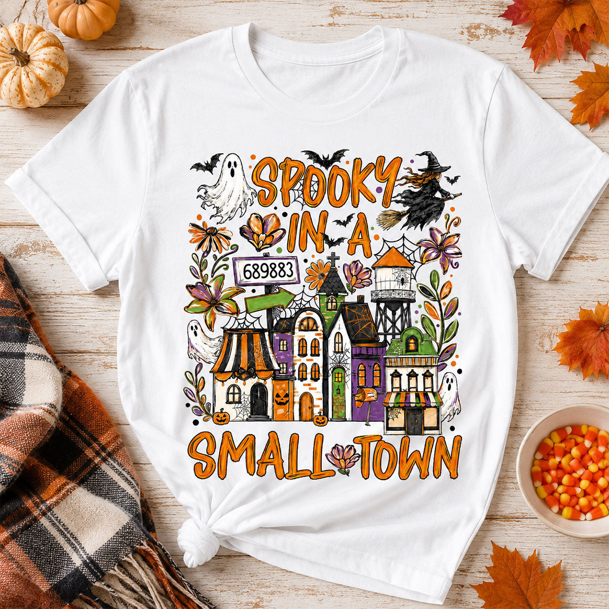 Custom Zip Code Halloween Town - Personalized Shirt - Trendy Fall Halloween Tee