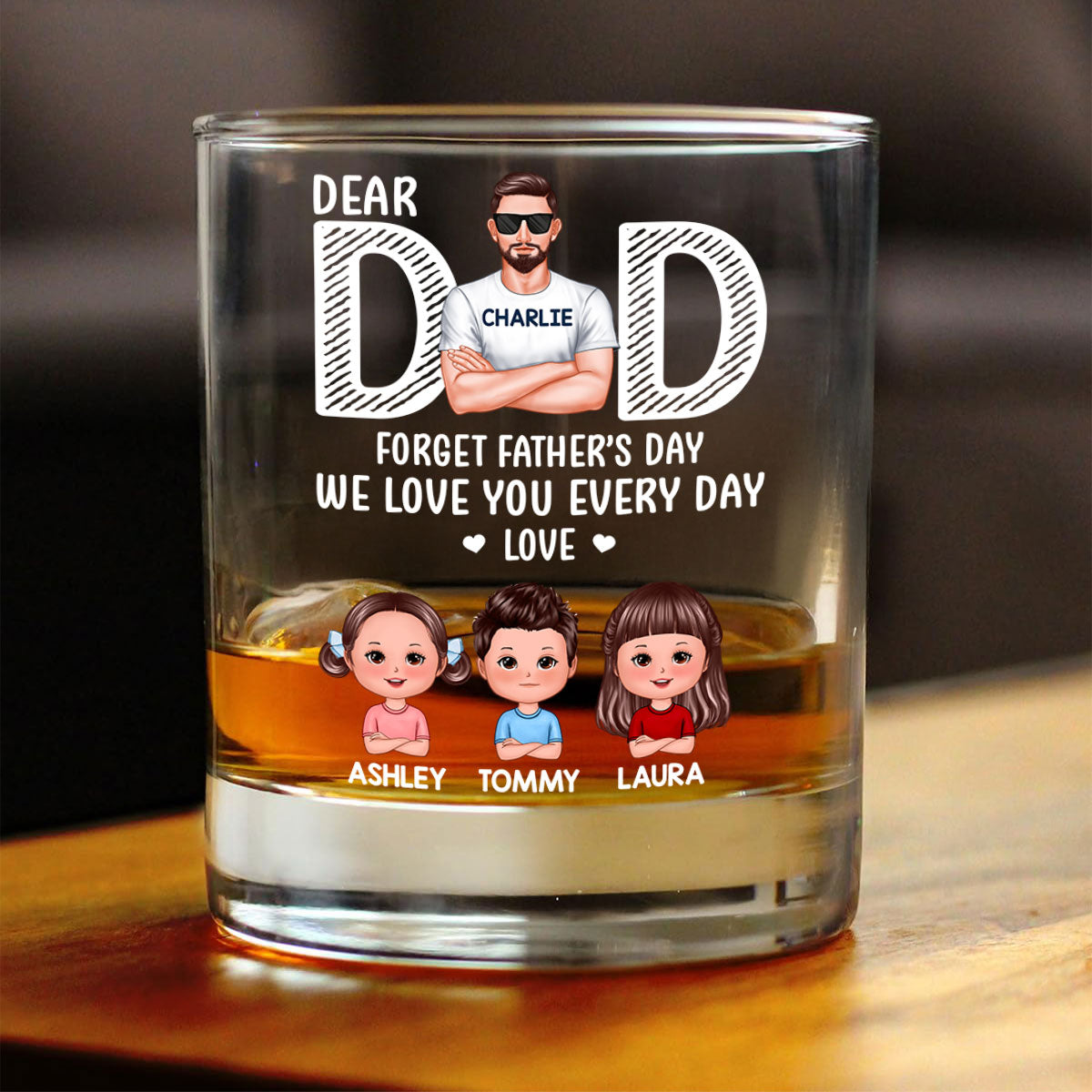 Dad Forget Father's Day We Love You Everyday Personalized Wine Glass, Father's Day Gift for Dads