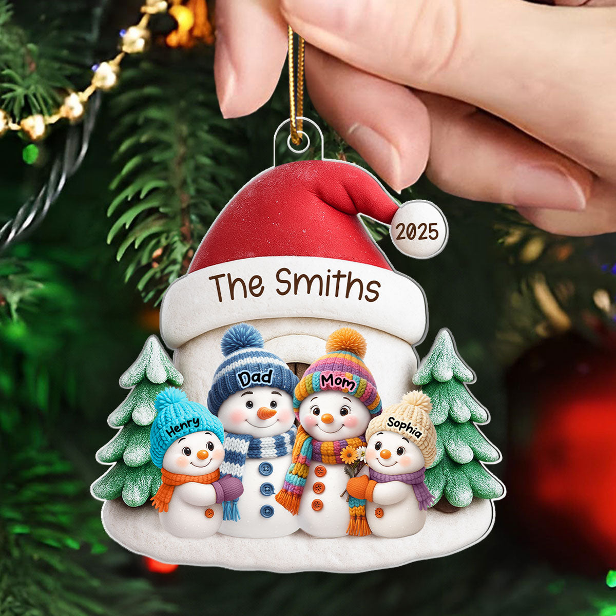 Snow House Family - Personalized Acrylic Ornament - Festive Christmas Decor, Thoughtful Gift for Loved Ones