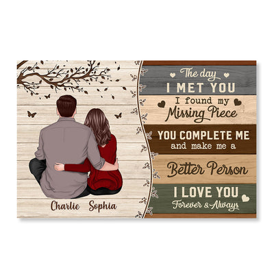Vintage Color Palette Back View Couple Sitting Personalized Horizontal Poster