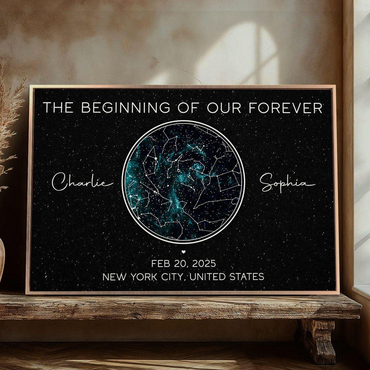 Galaxy Night Eternal Love Couple Custom Star Map Anniversary Date Personalized Poster