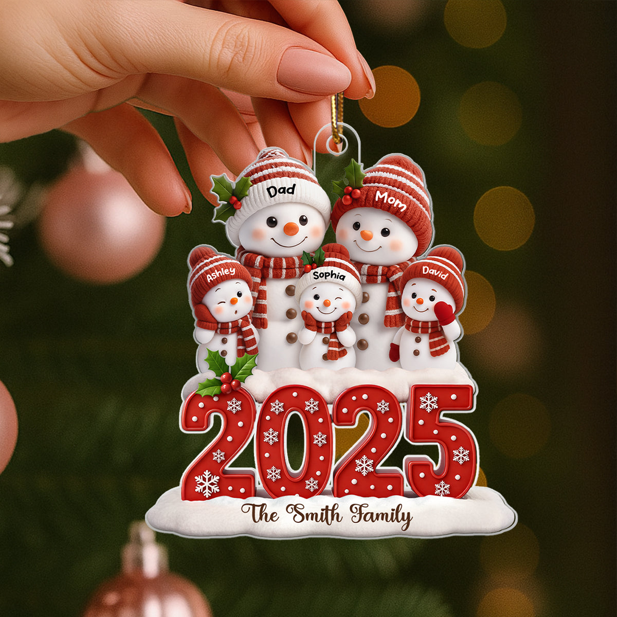 Family Snowman 2025 Togetherness - Personalized Acrylic Ornament - Christmas Gift for Husband, Wife, Christmas Decor