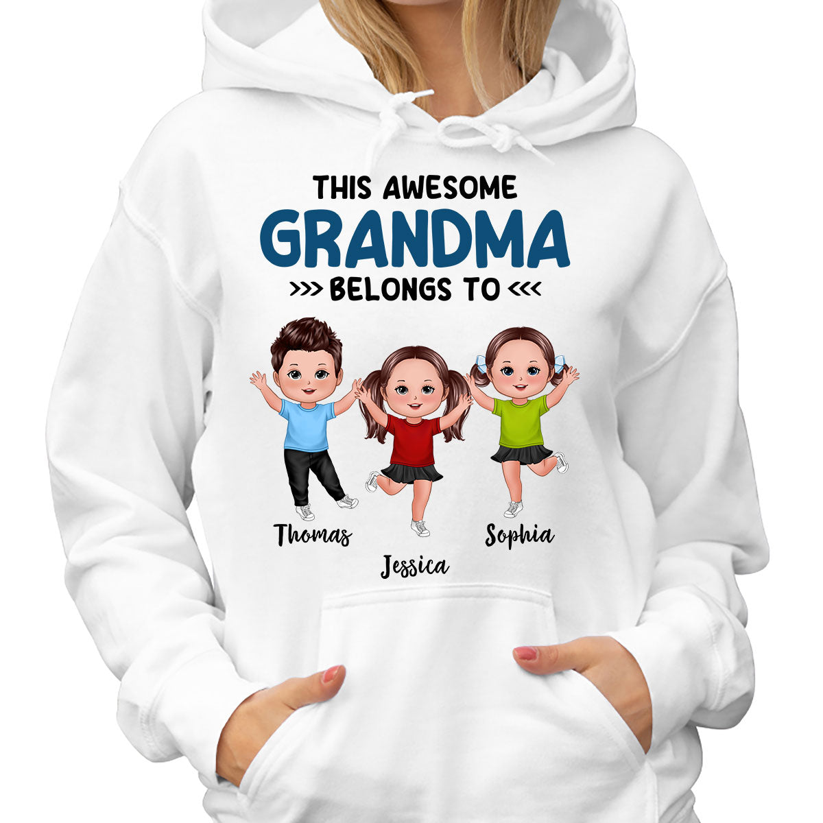 This Grandma Mom Dad Grandpa Belongs To Happy Kids Personalized Shirt