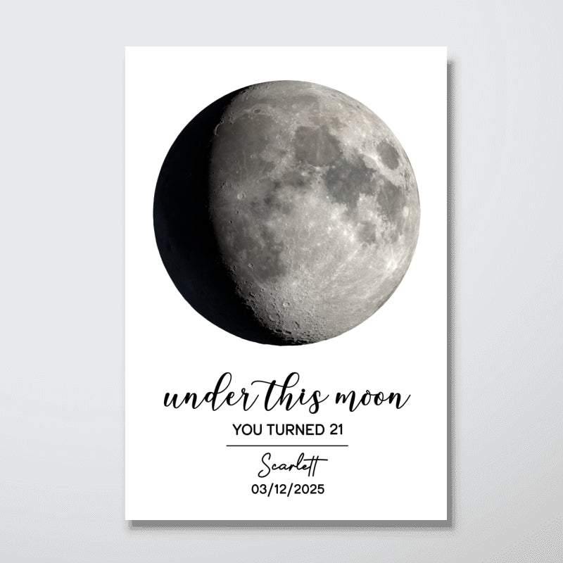 Under This Moon Custom Moon Phase And Message Personalized Poster, Birthday Gift, Anniversary Gift, Wedding Gift
