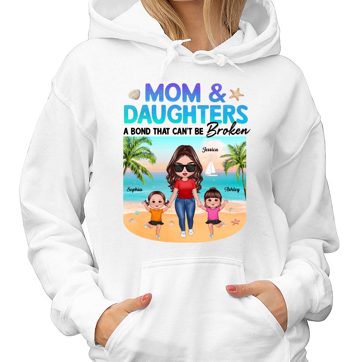 Mom Daugher A Bond That Can‘t Be Broken Mother Holding Daughter Hand Gradient Glitter Personalized Shirt