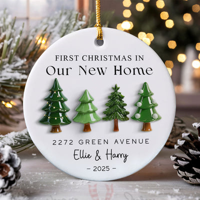 First Christmas In New Home 3D Effect - Personalized Ceramic Ornament - New Home Decor