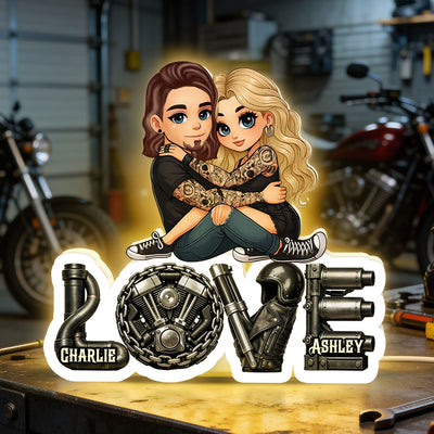 Biker Couple Together - Personalized Light Box - Gift For Bikers, Gift For Him, For Her