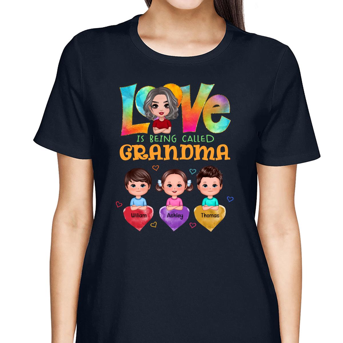 Doll Grandma With Grandkids Colorful Pattern Love Is Being Call Grandma Personalized Shirt