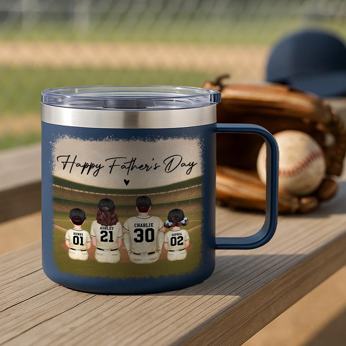 Retro Vintage Baseball Daddy's Dream Team Personalized Stainless Steel Tumbler, Gift For Dad