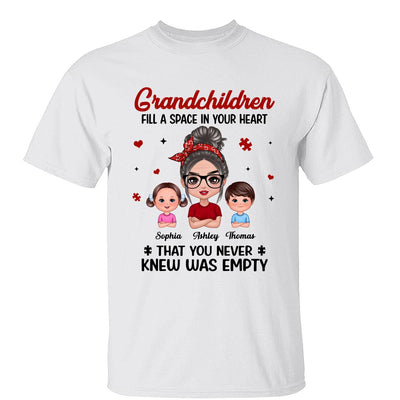 Grandchildren Fill Spaces In Grandma Heart Doll Grandma And Grandkids Personalized Shirt