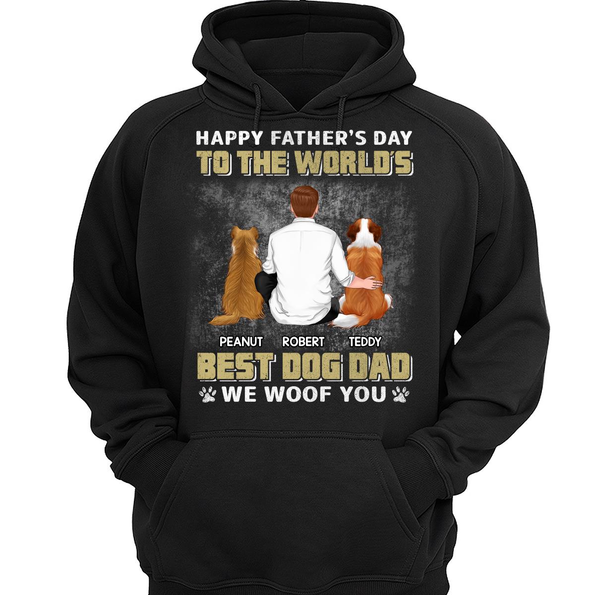 Happy Father‘s Day Dog Dad Back View Yellow Retro Personalized Shirt