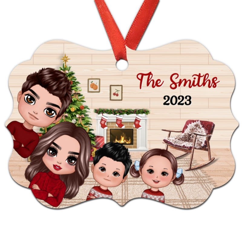 Christmas Peeking Whole Doll Family Kids Dogs Cats Personalized Christmas Ornament