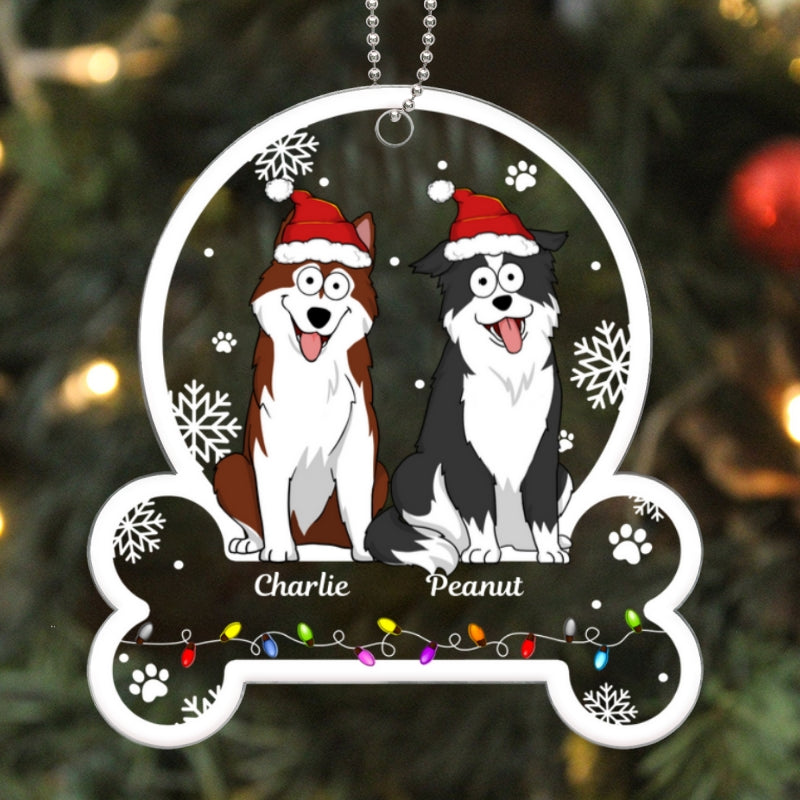Funny Expression Dogs In Bone Shaped Personalized Acrylic Ornament
