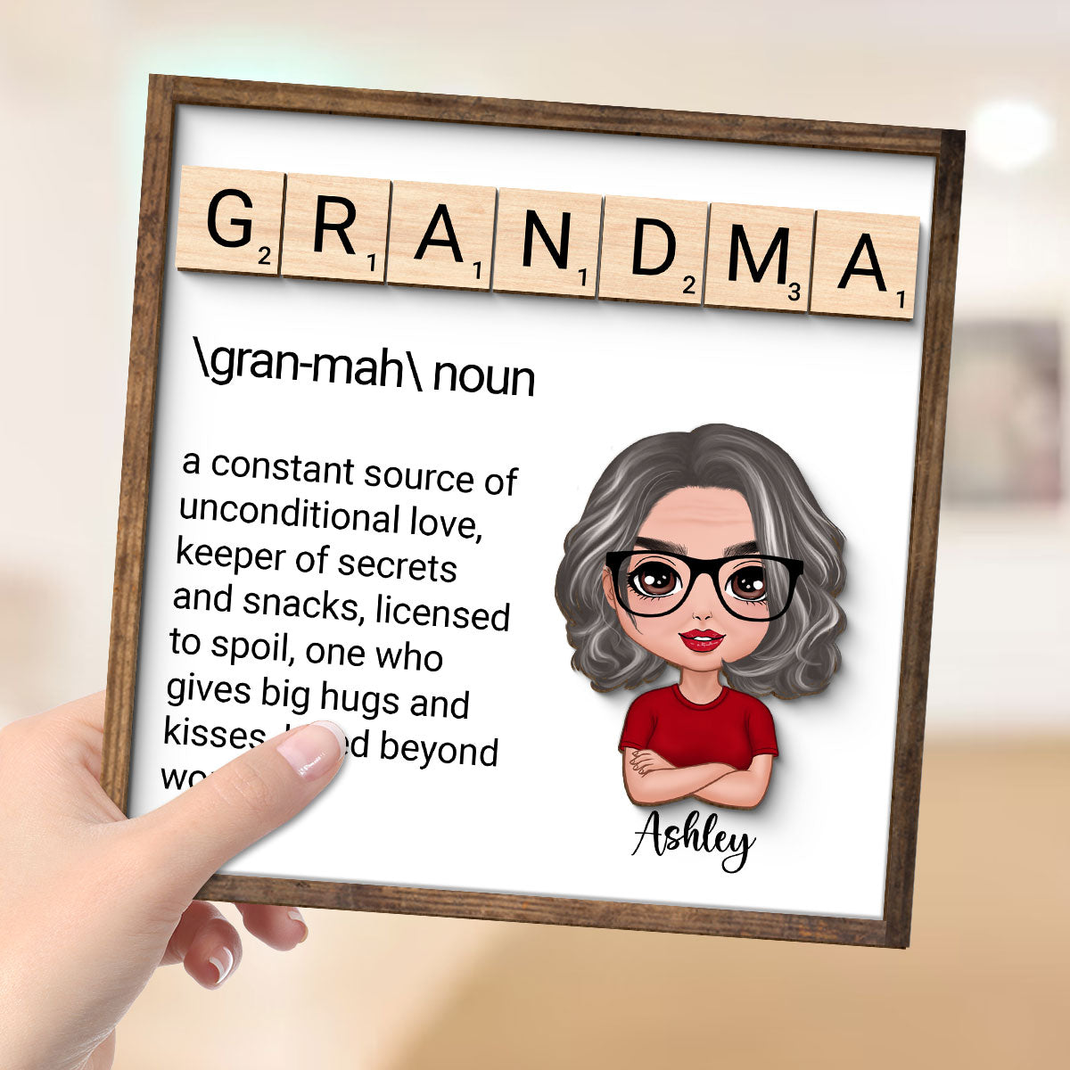 Grandma Definition Personalized 2-Layer Wooden Plaque