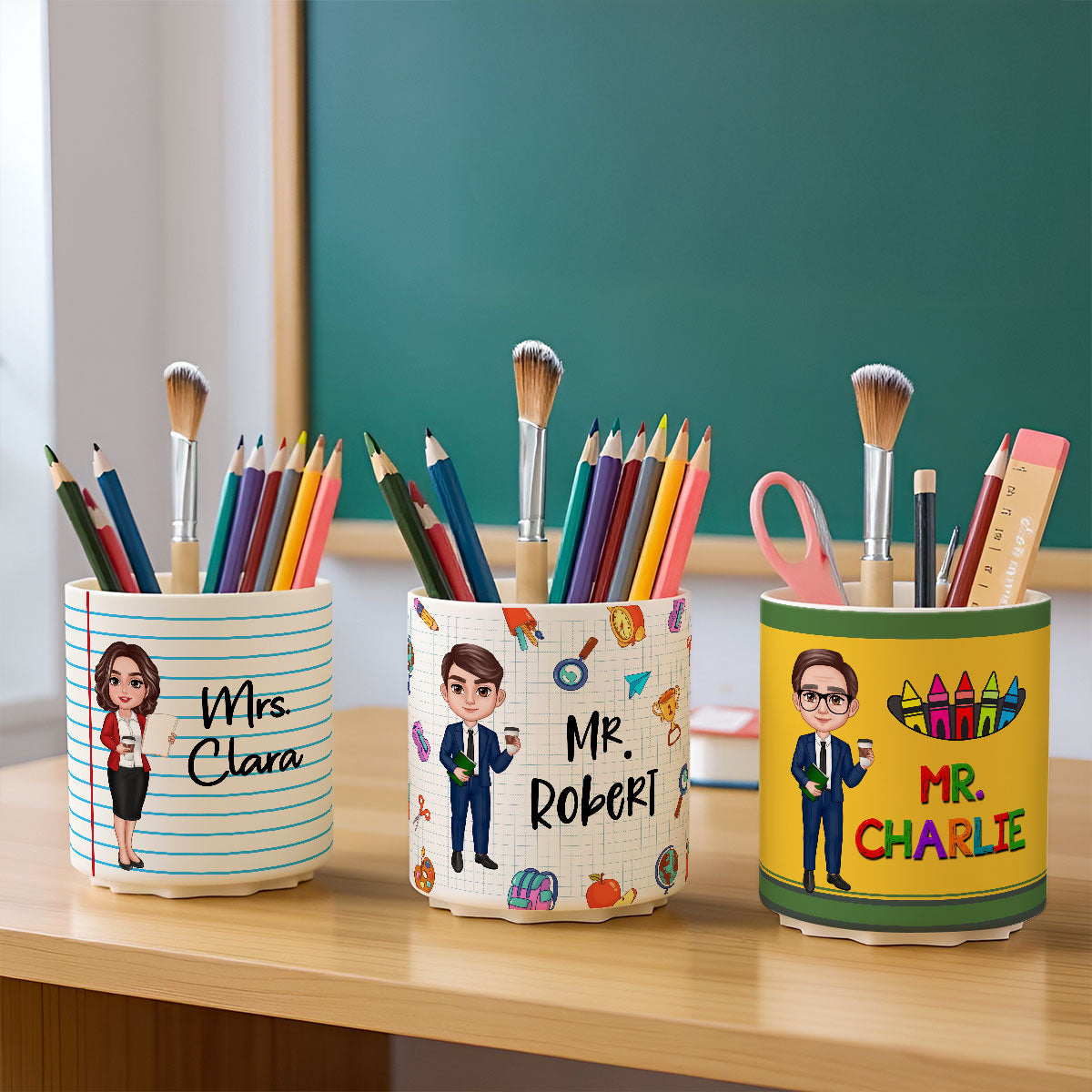 Doll Teacher Personalized Rotating Pen Holder, Teacher Appreciation Gift, Back To School Gift