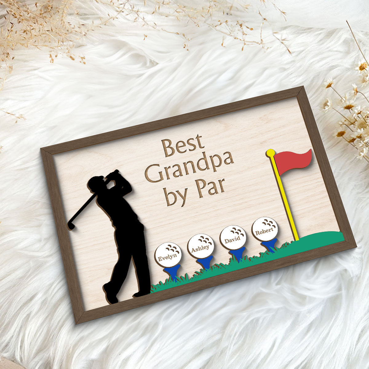 Best Dad Grandpa By Par Golf Gift for Husband Dad & Grandpa Personalized 2-Layer Wooden Plaque