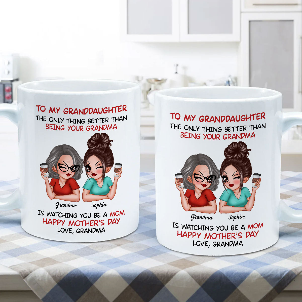To My Granddaughter From Grandma Happy Mother's Day Personalized Mug, Gift For Granddaughter