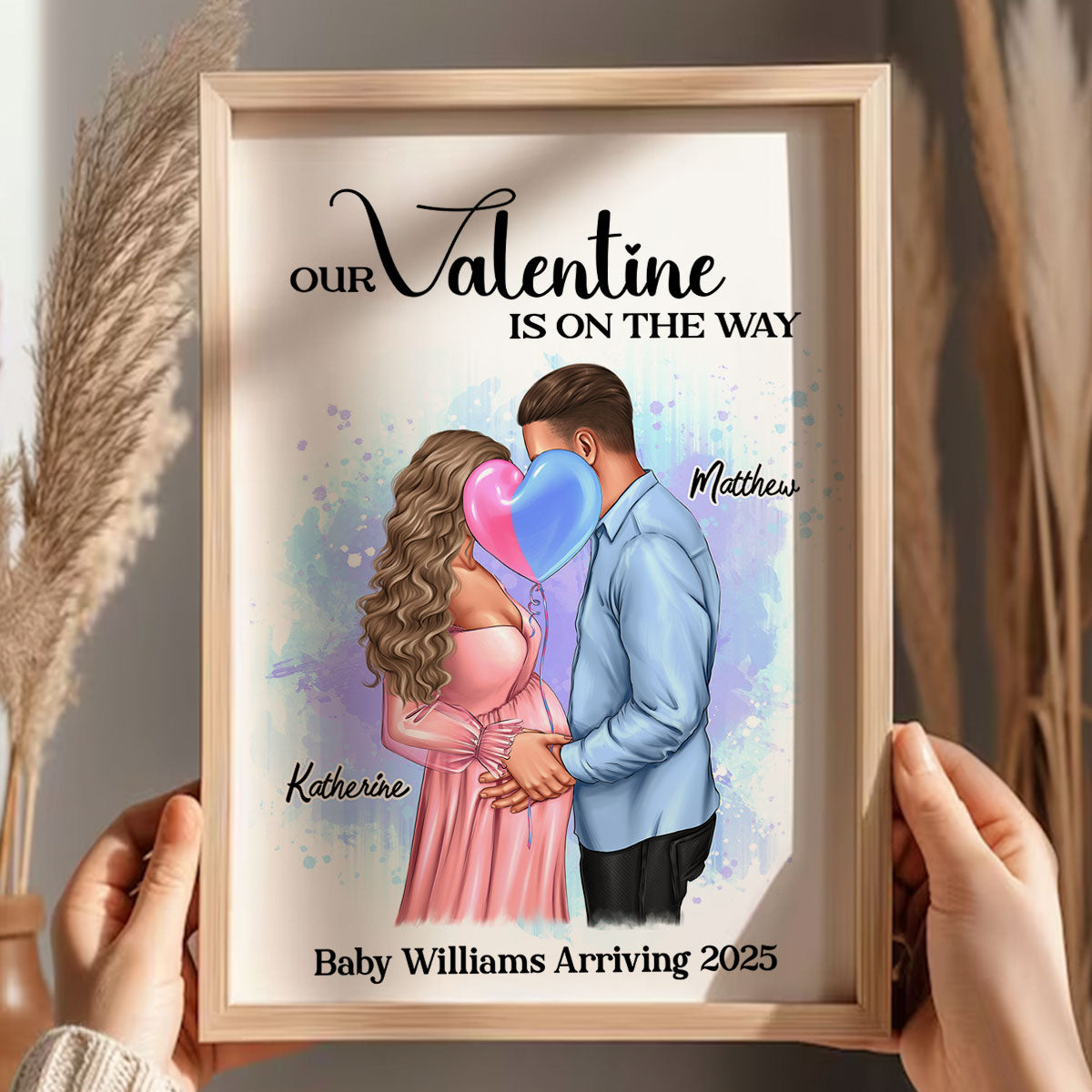 Kissing Couple, Expecting Parents, Pregnancy Couple Personalized Poster,  Gift, Pregnancy Announcement
