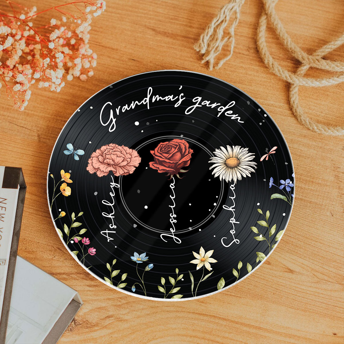 Grandma's Garden  Custom Vinyl Record Acrylic Song Plaque, Scannable QR Code, Personalized Birthday, Anniversary Gift for her and for him