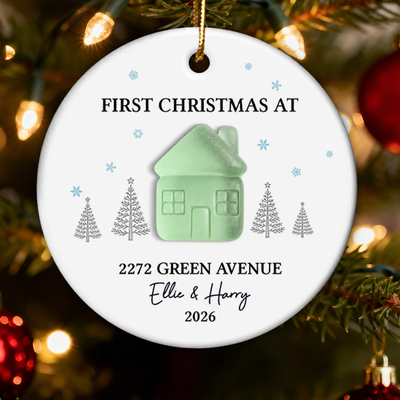 First Christmas New Home 3D Sea Glass Effect - Personalized Ceramic Ornament With Acrylic Pieces - New Home Decor