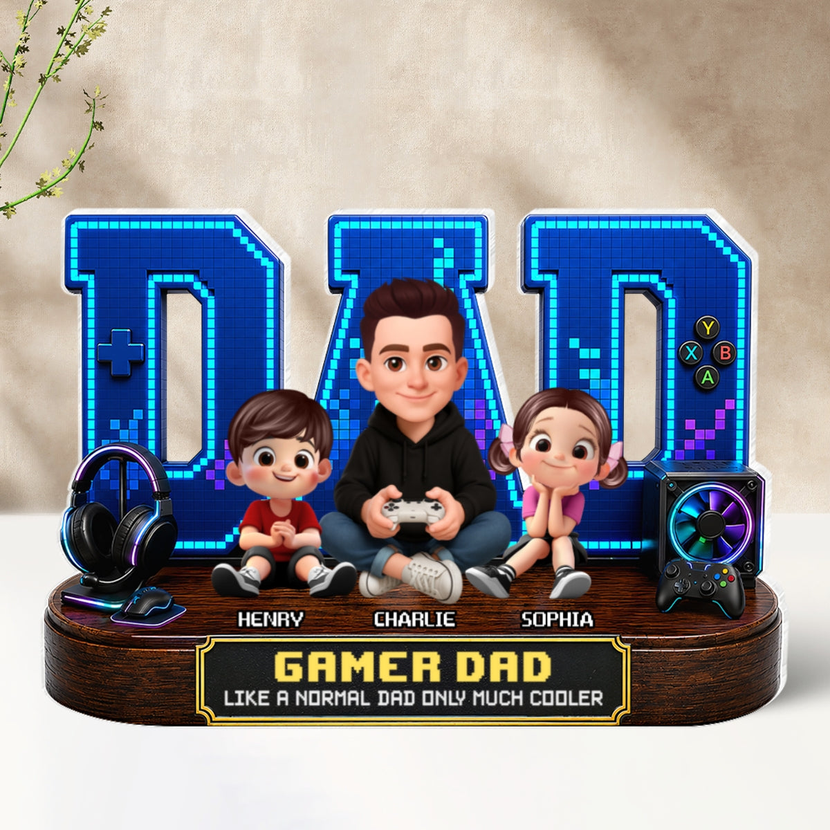 Gamer Dad Much Cooler - Personalized Acrylic Block Plaque - Father's Day Gift For Dad, Husband, Gamers