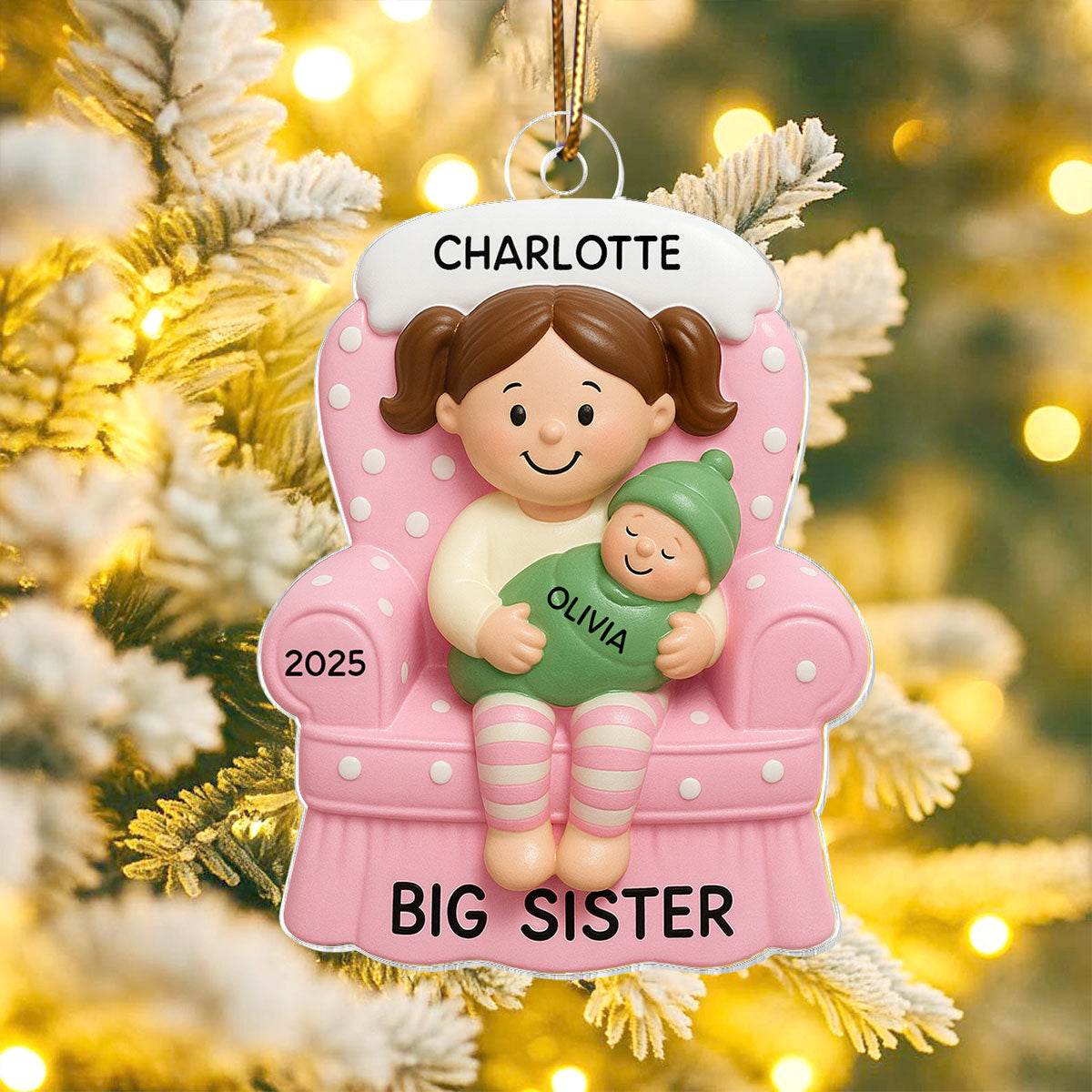 Proud New Big Sister Big Brother - Personalized Acrylic Ornament - New Big Brother, New Big Sister, New Sibling Christmas Gift