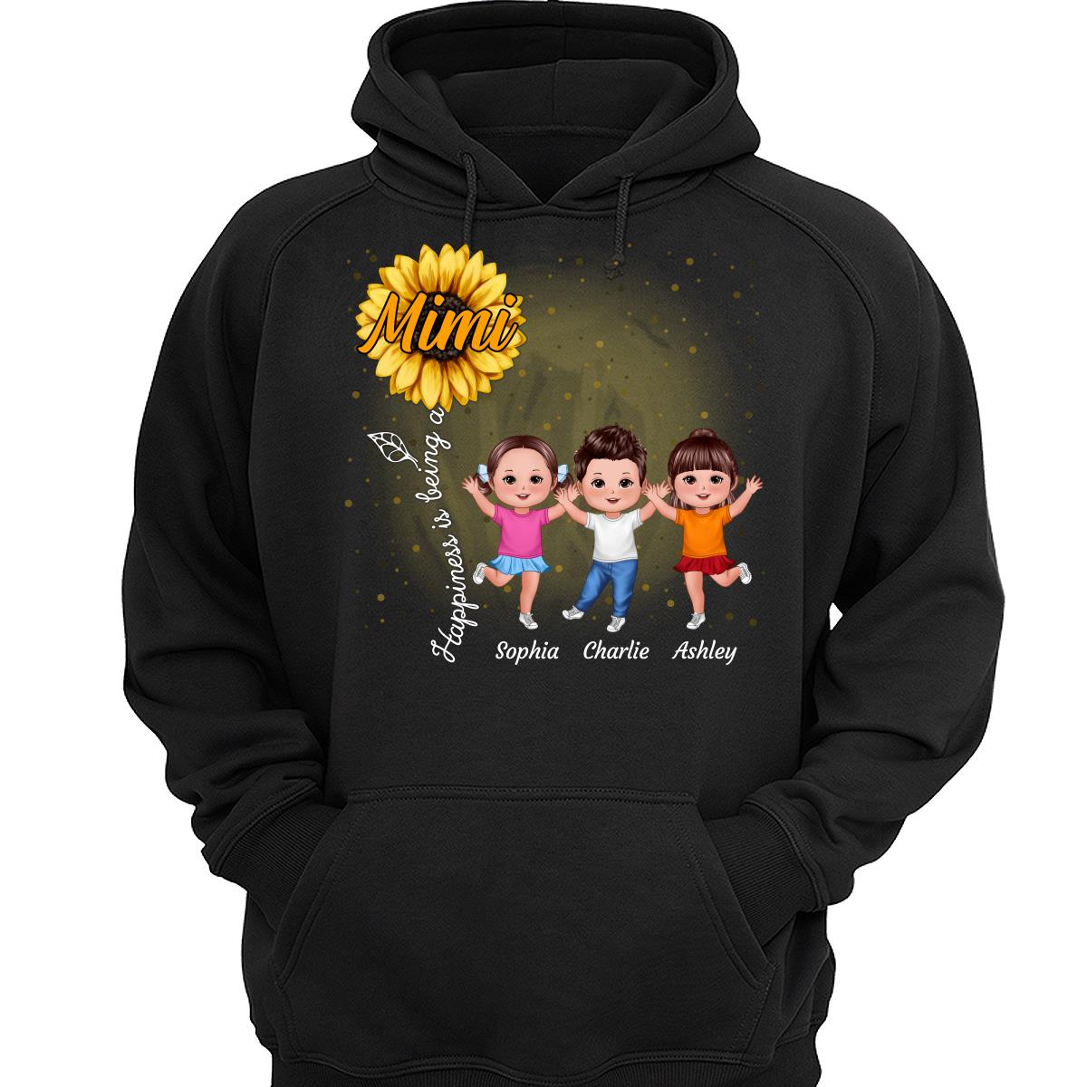 Happiness Is Being A Grandma Sunflower Happy Doll Kids Personalized Shirt