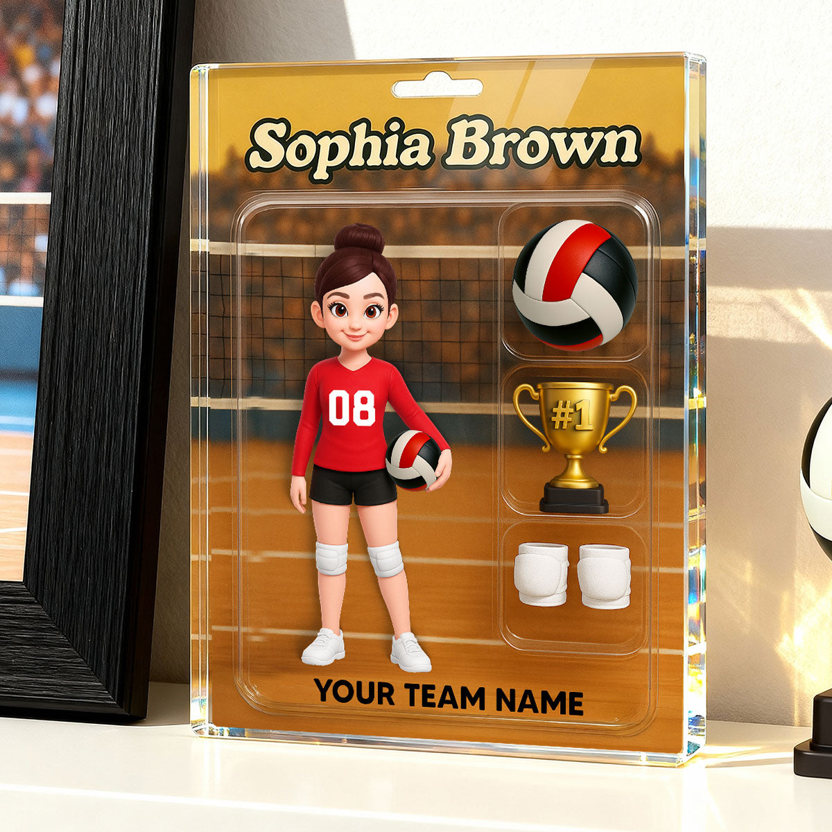 3D Effect Volleyball Player Custom Figure Style - Personalized Acrylic Block Plaque - Unique Christmas Gift For Volleyball Players, Granddaughter, Daughter