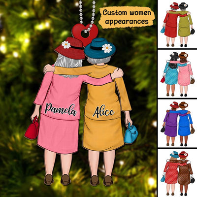 Old Besties Best Friend Personalized Christmas Wooden Ornament