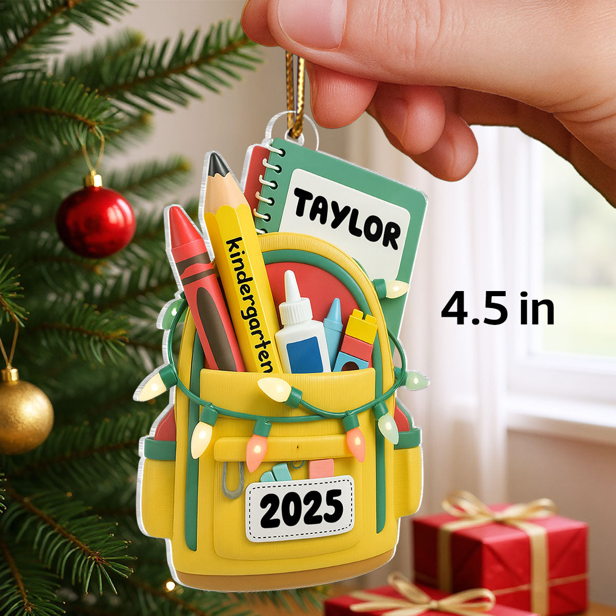 School Backpack Ornament 2025 - Personalized Acrylic Ornament - Christmas Gift for Kid, Grandkids