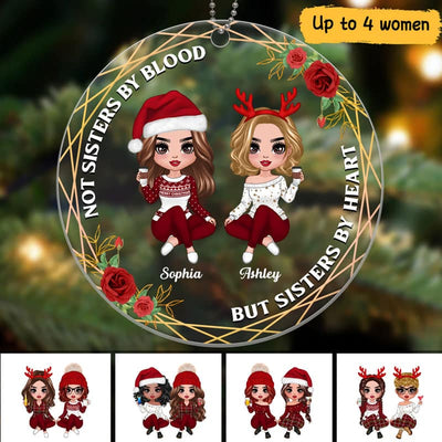 Doll Besties Sisters Floral Personalized Acrylic Ornament